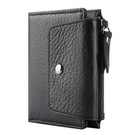 GOIACII Mens Wallet RFID Blocking Retro Bifold Leather Wallets Mens with Zip Coin Pocket,6 Credit Card Slots, 1 Banknote Compartments, 1 ID Windows