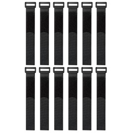 12 Pack Hook and Loop Reusable Fastening Cable Tie Down Straps - Reusable, Durable Functional Ties to Keep Your Home, Office, Workspace from Tangled Messes of Cords, Yoga Mat Strap