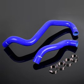 PIT66 Silicone Coolant Radiator Hose Kit, Compatible with 2001-2004 Ford F250 F350 F450 F550 Super Duty Powerstroke Diesel 7.3L Blue with Clamps