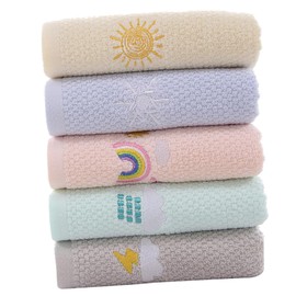 PACKOVE 5Pcs Cute Cartoon Cotton Hand Towels Absorbent Washcloths for Soft Skin Friendly Face Washing Towels for Travel