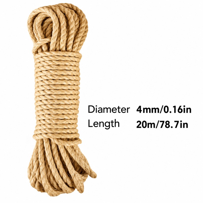 Natural Sisal Rope for Cat Scratching Posts – 20M/50M DIY