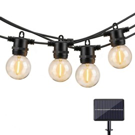 Solar String Lights Outdoor Waterproof, 21FT G50 LED Shatterproof Bulbs with Upgraded Solar Panel, 1800mAh Battery Fast Charging, IP65 All-Weather for Patio Backyard Porch Wedding Camping Decor