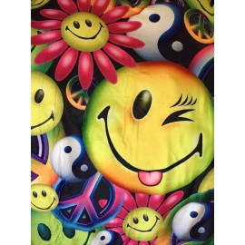 JQ Super Soft Flannel Throw Blanket with Sherpa Lining-Peace Love Happiness