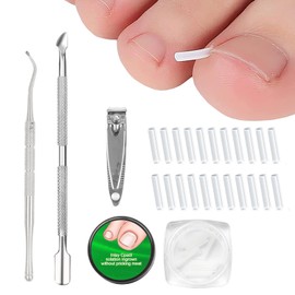 PLATEYTR ingrown toenail tool,102 pcs set ingrown toenail tool, ingrown toenail treatment orthotic band support kit,clear orthotic with toenail correction patch recovery clip for women men foot care