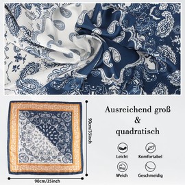 Wkjeneare Scarves, 1 piece, silk scarf for hair, square scarf, women's head hair bandanas, Navy D401 4