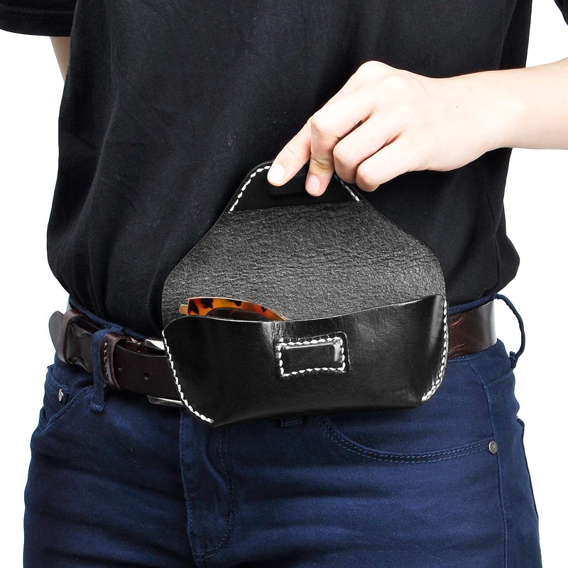 ZLYC Unisex Handmade Hard Leather Collection Glasses Case Sunglasses Case,