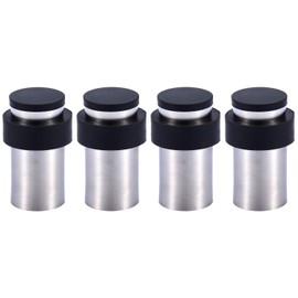 4 x Door Stops for Screwing – Mounting on Floor or Wall – Stainless Steel Rubber Wall Door Stopper with Mounting Material