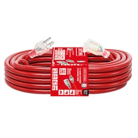 CRAFTSMAN 50 ft. Heavy-Duty Indoor/Outdoor Extension Cord Waterproof, 14/3 SJTW – Light Up 3 Prong Extension Cord, 15A/1875W/125V, ETL Certified