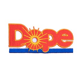 ClickEmb Parody Dope Embroidered Iron on Patches Funny Patch Logo Jean Jacket T-Shirt, Red/Yellow/Blue