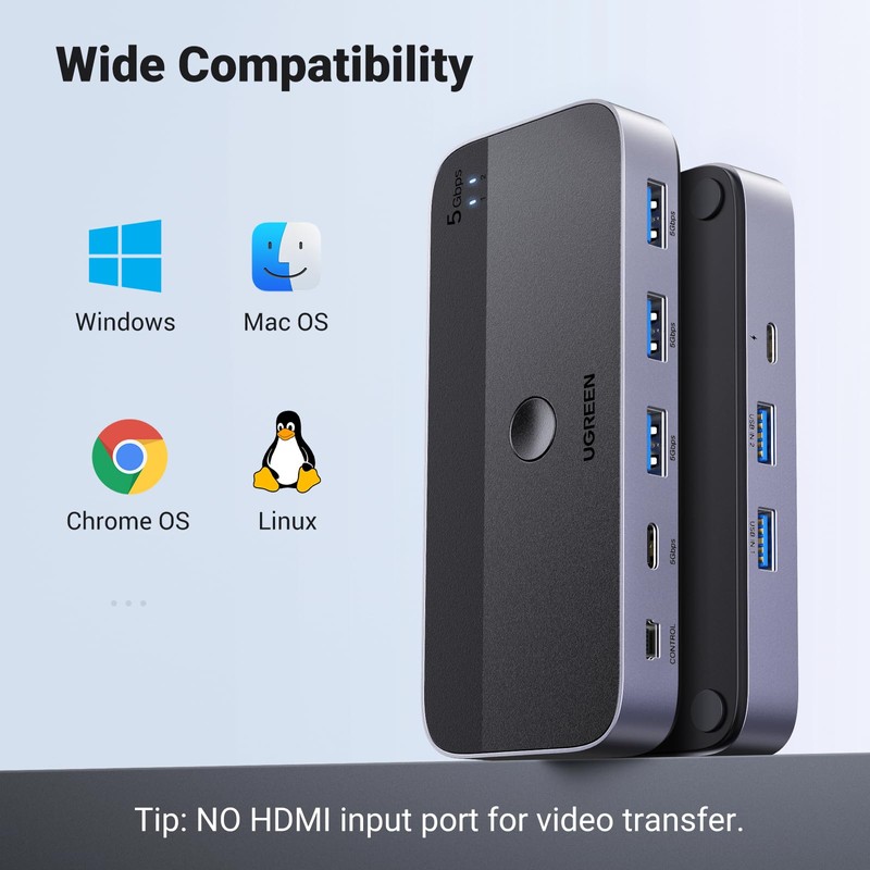UGREEN USB 3.0 Switch 2 Computers Sharing USB C &