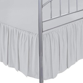 LINEN BEDDING Light Grey Solid Full Ruffled Bed Skirt 15 Inch Drop Split Corner with Platform Bed Skirt Easy Fit Gathered Style, 3 Sided Ruffle Bed Skirt Full Size Light Grey