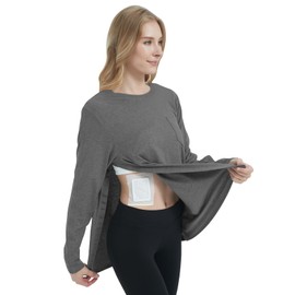 Women's Post-Surgery Shirts Long Sleeve Adaptive Tops with Snap Closure for Shoulder Recovery & Comfort(Dark GrayL)