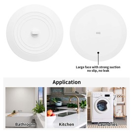 Vaincre White Bathtub Drain Stopper - 2PCS 5" Silicone Kitchen Bathroom Bath Tub Drain Hair Stopper, Bathtub Drain Plug, Universal Flat Suction Shower Bathtub Drain Cover, Bathroom Laundry Accessories