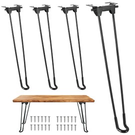MYFULLY 4Pcs Folding Hairpin Table Legs | 16.5 Inch Hairpin Legs Heavy Duty Metal Folding Coffee Table Legs for Furniture Home DIY Projects, with Mounting Screw, Black (16.5 Inch)
