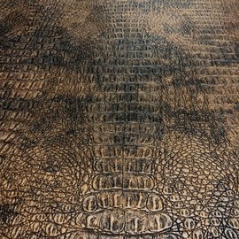 Alligator Fabric, Soft Textured Crocodile Vinyl Faux Leather, Gator Skin Embossed Upholstery DIY Craft and Clips Pleather Sheets – One Foot Cut 12”x54” (Gilt Metallic)