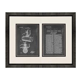 Automatic Fire Extinguisher Patent Art Chalkboard Print in a Beveled Black Wood Frame with a Double Mat (20" x 24") M15287