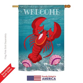 Breeze Decor H107026 Lobster Decorative Vertical Sleeve House Flag, 28" x 40", Multicolor