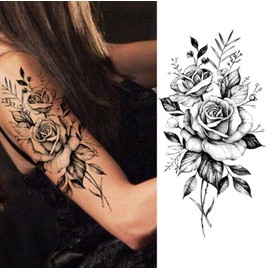 EROSPA® Temporary Tattoo Sheet / Sticker - Rose Flowers Flower Blossom - Waterproof - 19 x 9 cm