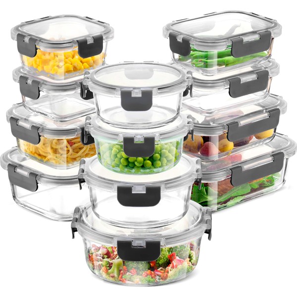 FineDine FineDine 24 Piece Glass Storage Containers with Lids -