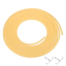 PATIKIL 10 ft Natural Latex Rubber Tubing, 1/16"(2mm) ID x 3/16"(4mm) OD Sling Shot Rubber Tubing Tube with Hose Clamps for Exercise, Stretching, Laboratory, Home Hose Tube