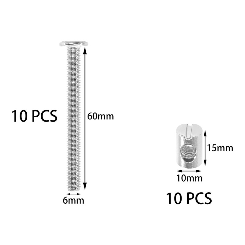10 Sets of Furniture Connector Bolts and Barrel Nuts,Bed Bolt