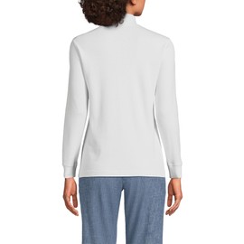 Lands' End Women Long Sleeve Relaxed Cotton Mock White Tall Small