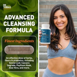 Dr. Tobias Colon 14 Day Cleanse, Advanced Gut Cleanse Detox for Women & Men with Cascara Sagrada, Psyllium Husk, Senna Leaf & Probiotics, Non-GMO Colon Cleanse, 1 Bottle of 28 Capsules (1-2 Daily)