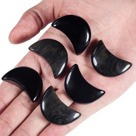 Nupuyai Nupuyai 4pcs Moon Shape Obsidian Crystal Palm Pocket Worry Stone Set, Polished Reiki Stone for Chakra Healing Jewellery Making Home Decor