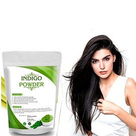 Organic Indigo Powder (Indigofera Tinctoria) with Color Recipe Book and an Applicator Brush Kit (100g) - Black