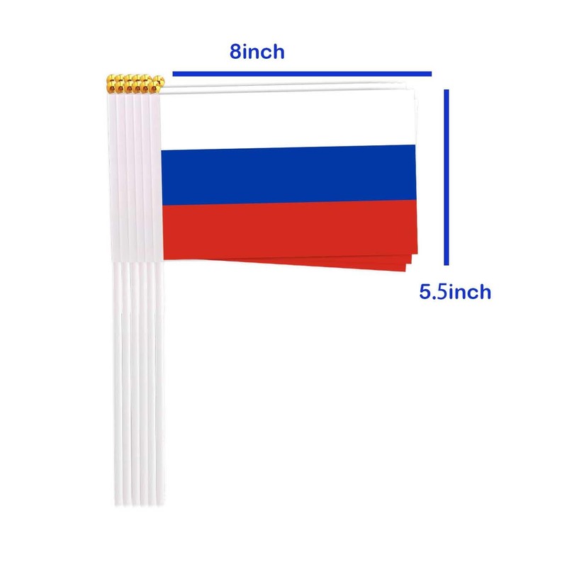 25 Packs Small Russia Flags on Handheld Stick，Miniature Russian Flag