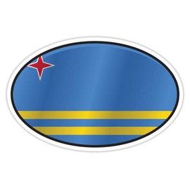 Aruba Flag Oval - 7" Vinyl Sticker - for Car Laptop I-Pad - Waterproof Decal