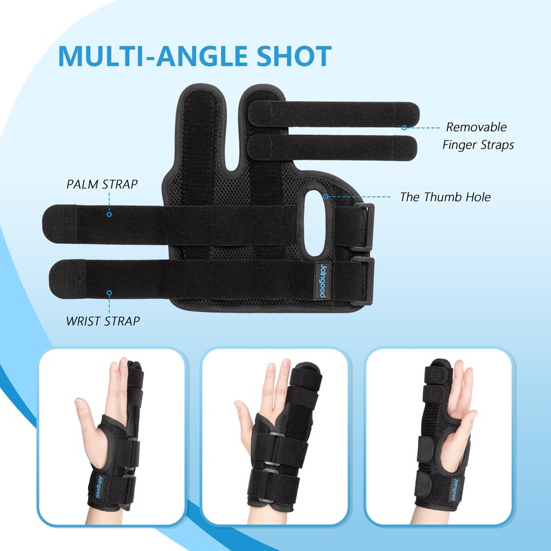 joingood Pinky Finger Support Brace, Adjustable with Removable Supports, for