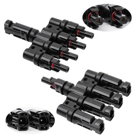 URAQT Solar Panel Connector, 1 Pair 4 to 1 T Branch Parallel Adapter, MFFFF/FMMMM, Professional Solar Cable Joint, IP67 Waterproof for Solar Panels Parallel Connection