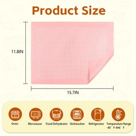 15.7"x11.8" Perforated Baking Mats, Non-Stick Hollow Out Silicone Mat, Reusable Oven Liner for Half Sheet Pan, Making Bread/Pizza/Macaron/Pastry/Cookie (2 Pcs, Pink)