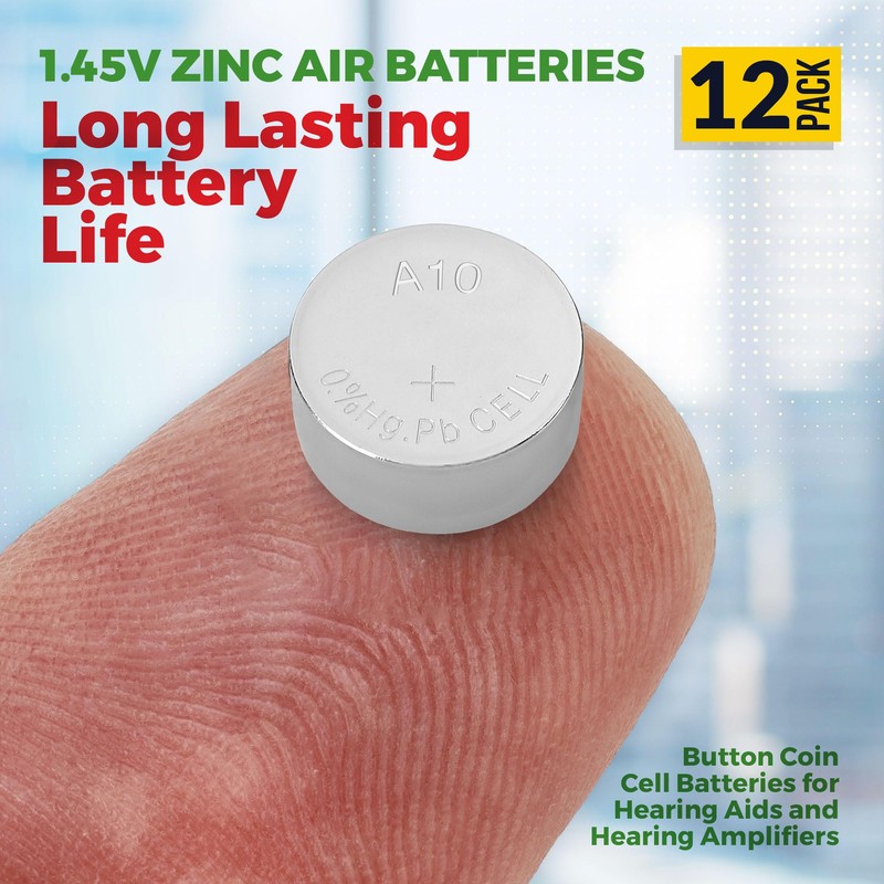 MEDca A10 Batteries - 12 Count Pack - 1.45V Zinc