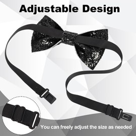 Heyu-Lotus Glitter Bow Tie Sparkling Sequin Bowtie and Adjustable Strap Buckle Shiny Glittering Pre-tied Bow tie for Men Bachelor Dance Hen Night Party Carnival Christmas Fancy Dress Stage Show