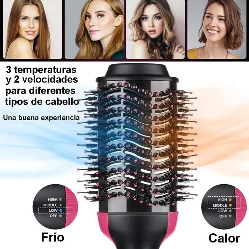 Cepillo Secador Voluminizador Rizador Peine De Aire Caliente