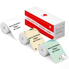 M220 Sticker Labels,40x75mm 200 Pcs Black on Chris Panting,50x70mm 110 Pcs Black on White,Phomemo Self Adhesive Thermal Labels for M200 M221 Label Printer, Stickers Label Ideal for Gifts,3-Roll