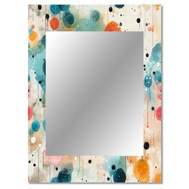 DesignQ Luxurious Poppy Splendor Floral Wall Mirror, Printed Gold Wall Mirror, Traditional Bathroom Wall Mirror, Decorative Floral Mirror - 30x40 Inches