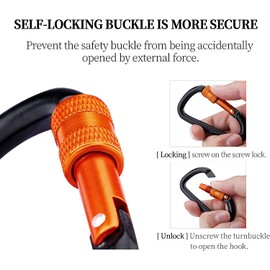 munkees Small Carabiner Clip Keychain 2 Pack, Mini Caribeener 2 inch to 3" for Keys Aluminum Alloy Biner Lightweights for Bottle Buckle, Backpack Hook (Large, Red with Lock)