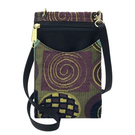 Danny K. Women's Tapestry Crossbody Cell Phone or Passport Purse, Handmade in USA (Ascot/Purple)