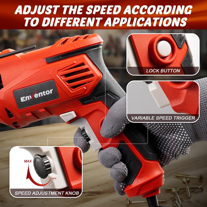 Enventor 7.5 Amp Hammer Drill, 1/2 Inch Electric Drill Hammer,