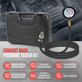 Exhaust Back Pressure Tester 2.5" HD Pressure Gauge Exhaust Back Pressure Gauge Kit with 6ft Hose Oil Pressure Gauge Shockproof Rubber Cover Exhaust Pressure Gauge,Car Exhaust Pressure Tester