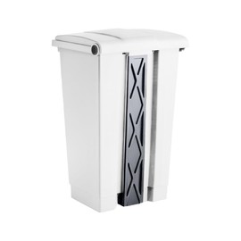 Zedfire Plastic Garbage Bin with Foot Pedal, Hands-Free Garbage Can, White, 23 Gallon Rectangular Step-On Commercial Trash Can for Restaurant/Office/Kitchen