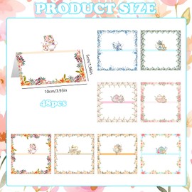 48 Pcs Tea Party Theme Seating Cards Place Cards, Tea Party Table Decorations, Party Seat Name Tag Reunion Party Invitations,for Table Setting