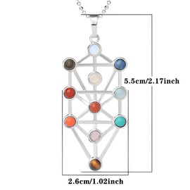 RICHARD-911 Collar Con Dije Colgante De Kabbalah 7 Chakras Con Cuarzo Amatista Ópalo Ojo De Tigre Piedra Natural Cadena De Metal Color Plata Joyería Regalo Pareja Yoga Reiki Hombre Mujer Cábala Cristal