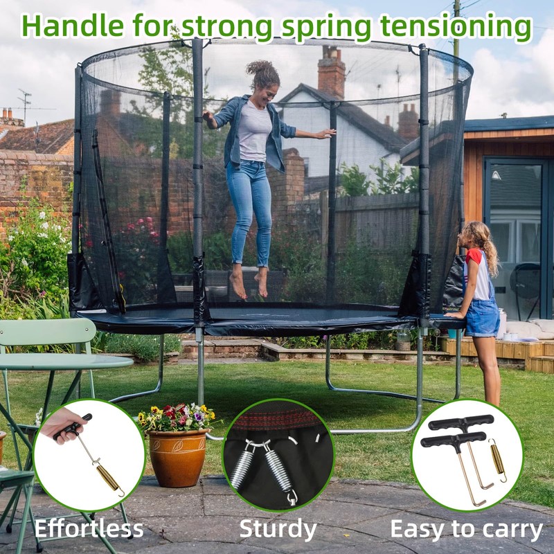 Bremorou 2 Pcs Spring Pull T-Hook Trampoline Tool Shoe Lace