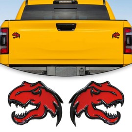 ZSJO Dinosaur Emblem Metal Badges Fits for Dodge RAM TRX 1500 2500 3500 ~Stick it Anywhere (A Pair) (Red)