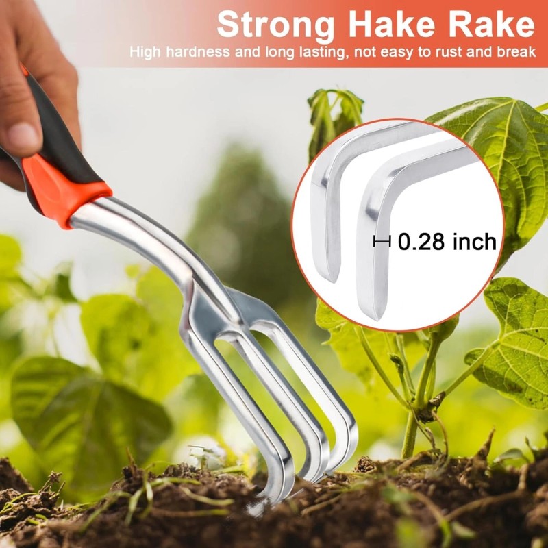 MECHEER Hand Rake Garden Tool, Heavy Duty Hand Cultivators for