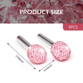 Shakas 4 PCS Bling Car Inner Door Lock Knobs, Diamond Decorated Door Lock Pull Pin Rod, 4.5 mm Aperture Bolt Buckle Interior Modification Accessories, for Most Cars Trucks (Pink)
